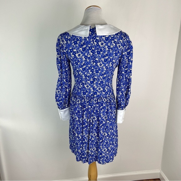 Coco Fennell Peter Pan Collar mini dress Blue Floral Size UK 6 US 2 - Picture 8 of 11